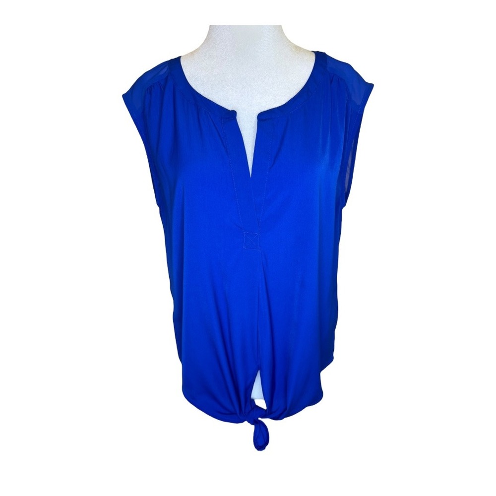 American Eagle Outfitters Blue Sleeveless Blouse Tie Front Top Medium - Picture 1 of 7
